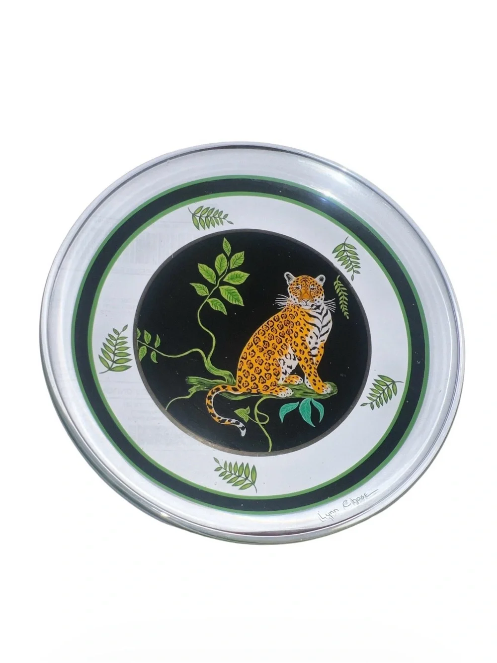Vintage Lynn Chase Designs Jaguar Jungle Glass Salad Plates Set of 2